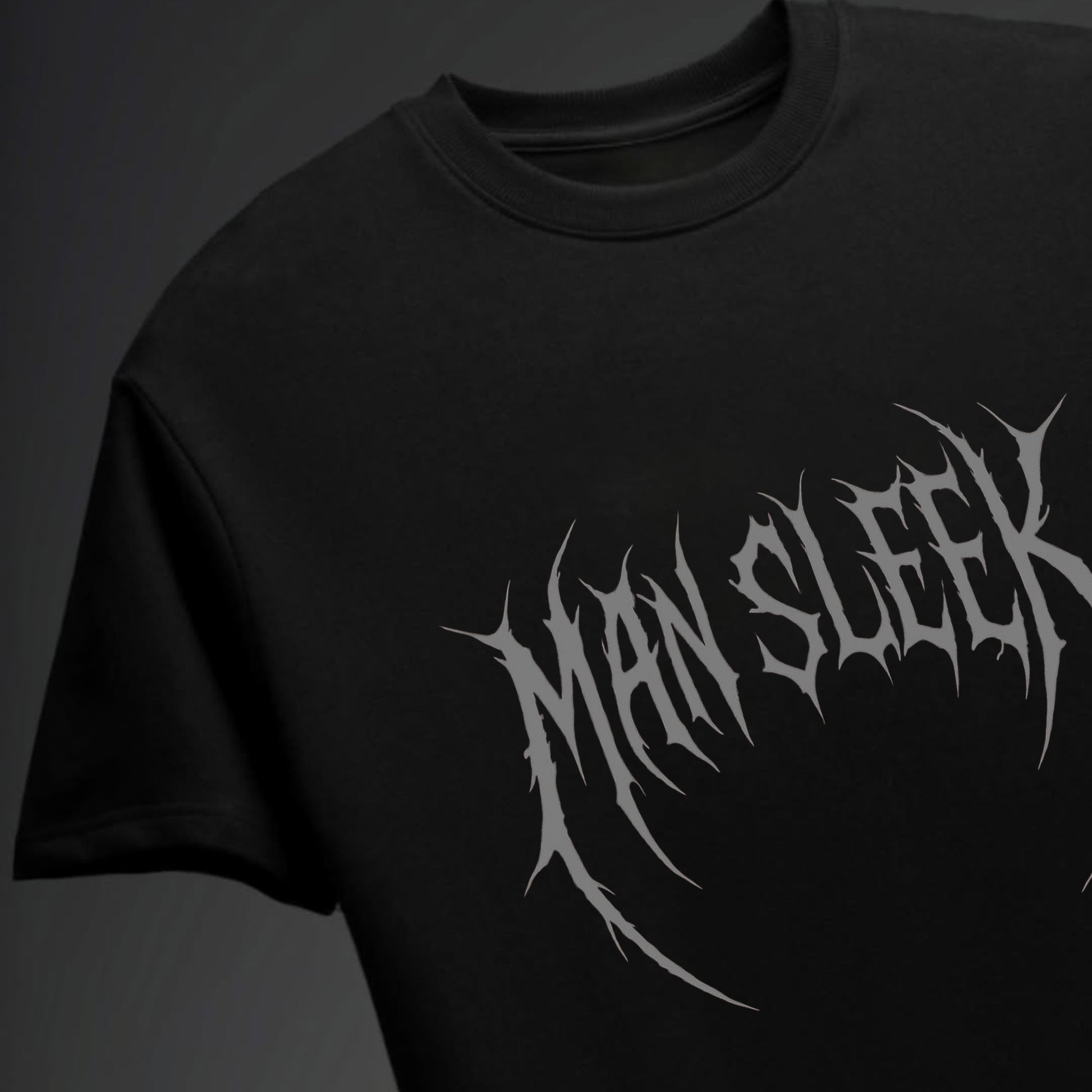 Men's Mansleek Printed Black Oversized Tshirt