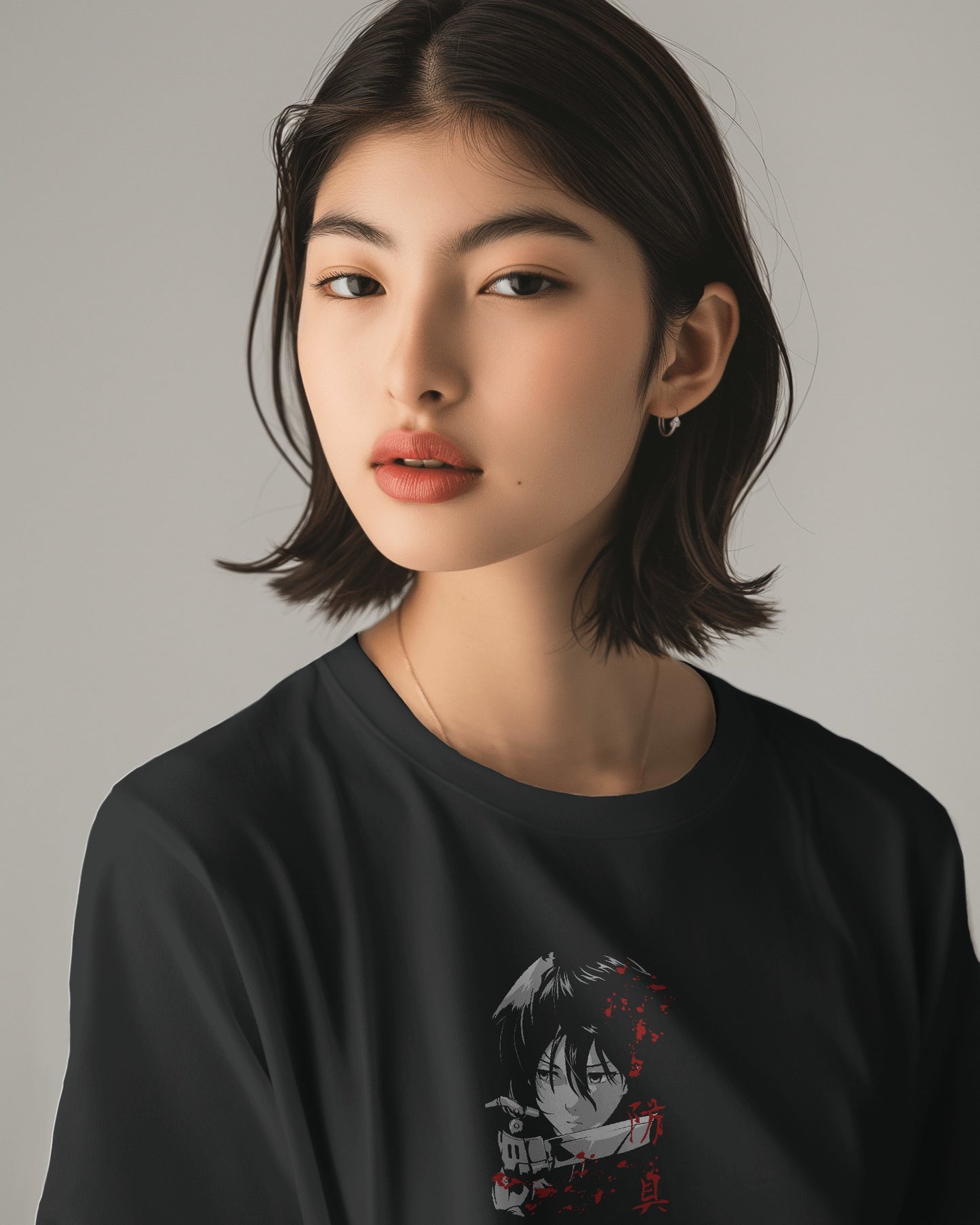 Women's Anime Printed Oversized Tshirt