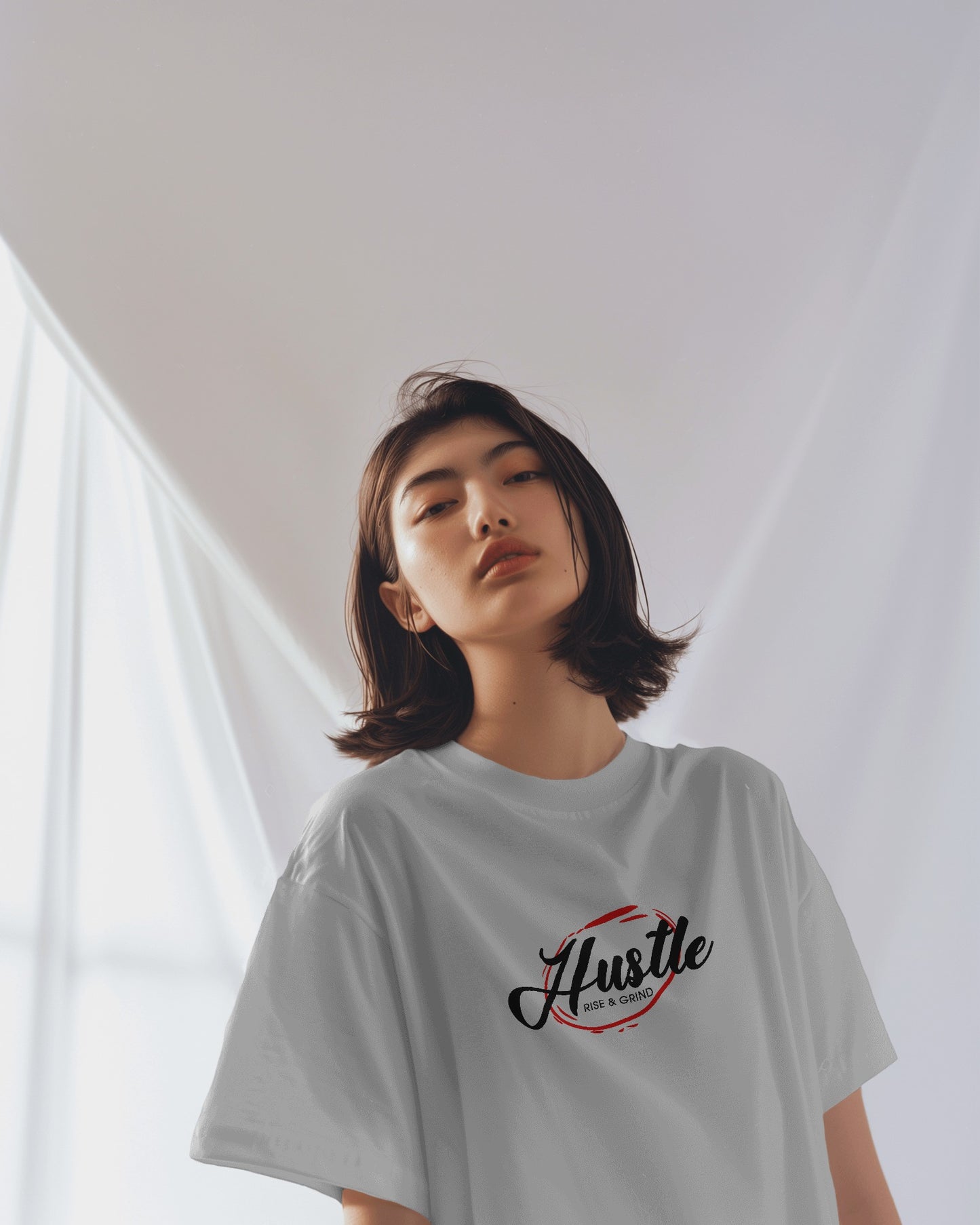 Women's Hustle Printed Oversized Tshirt