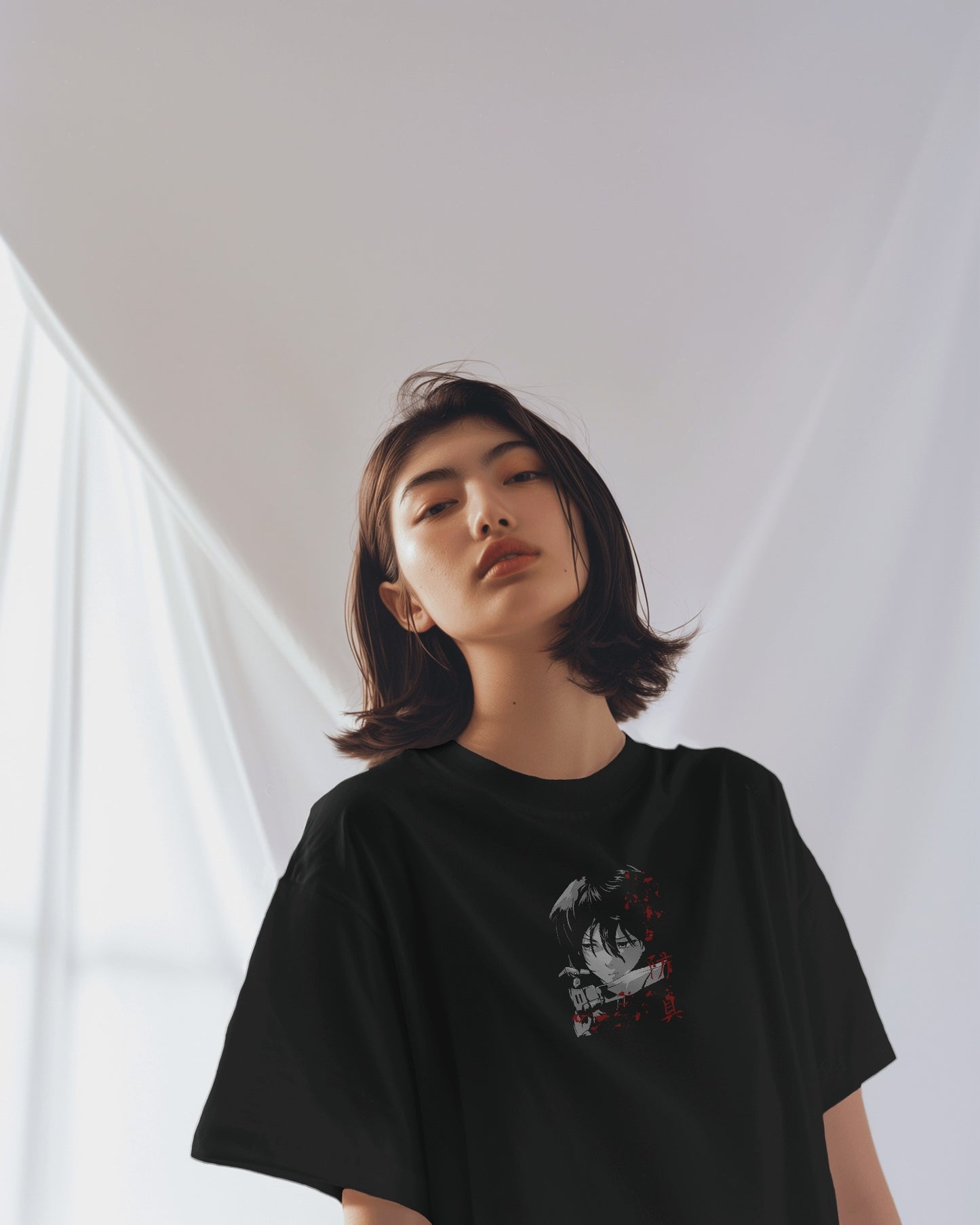 Women's Anime Printed Oversized Tshirt