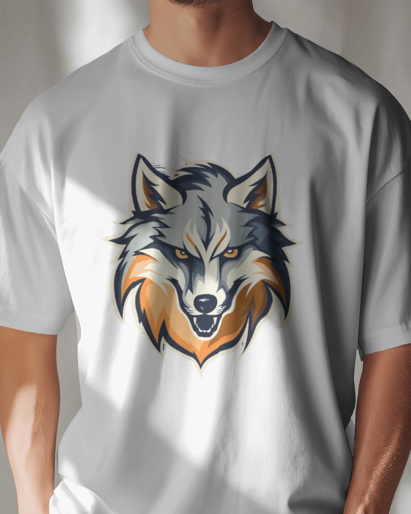 Men's Wolf Printed Oversized Tshirt