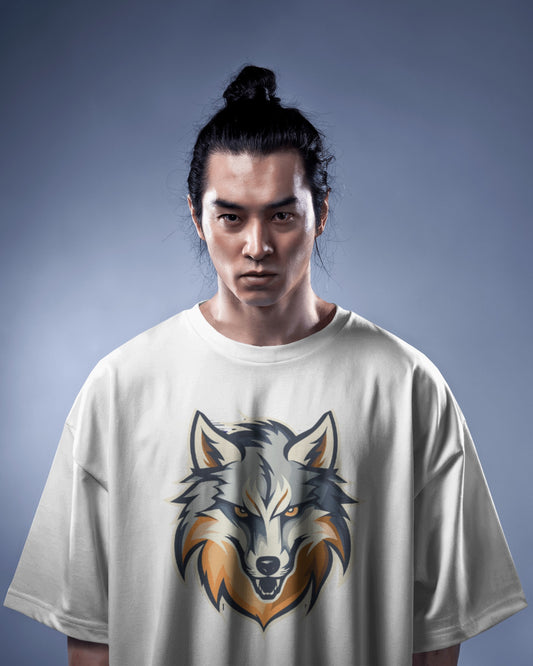 Men's Wolf Printed Oversized Tshirt