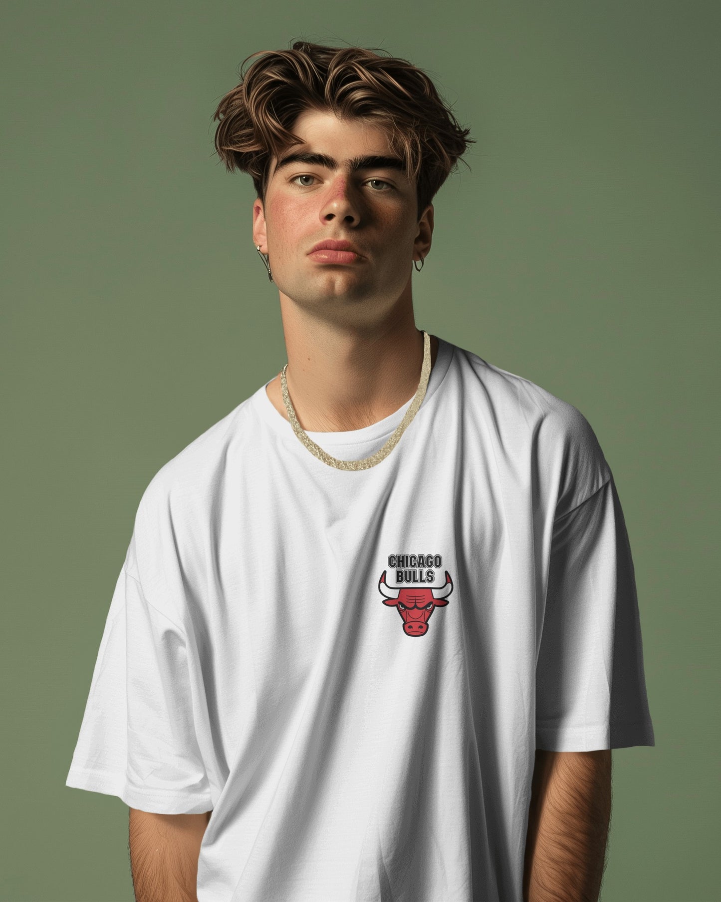 Men's Chicago Bulls Printed OverSized Tshirt