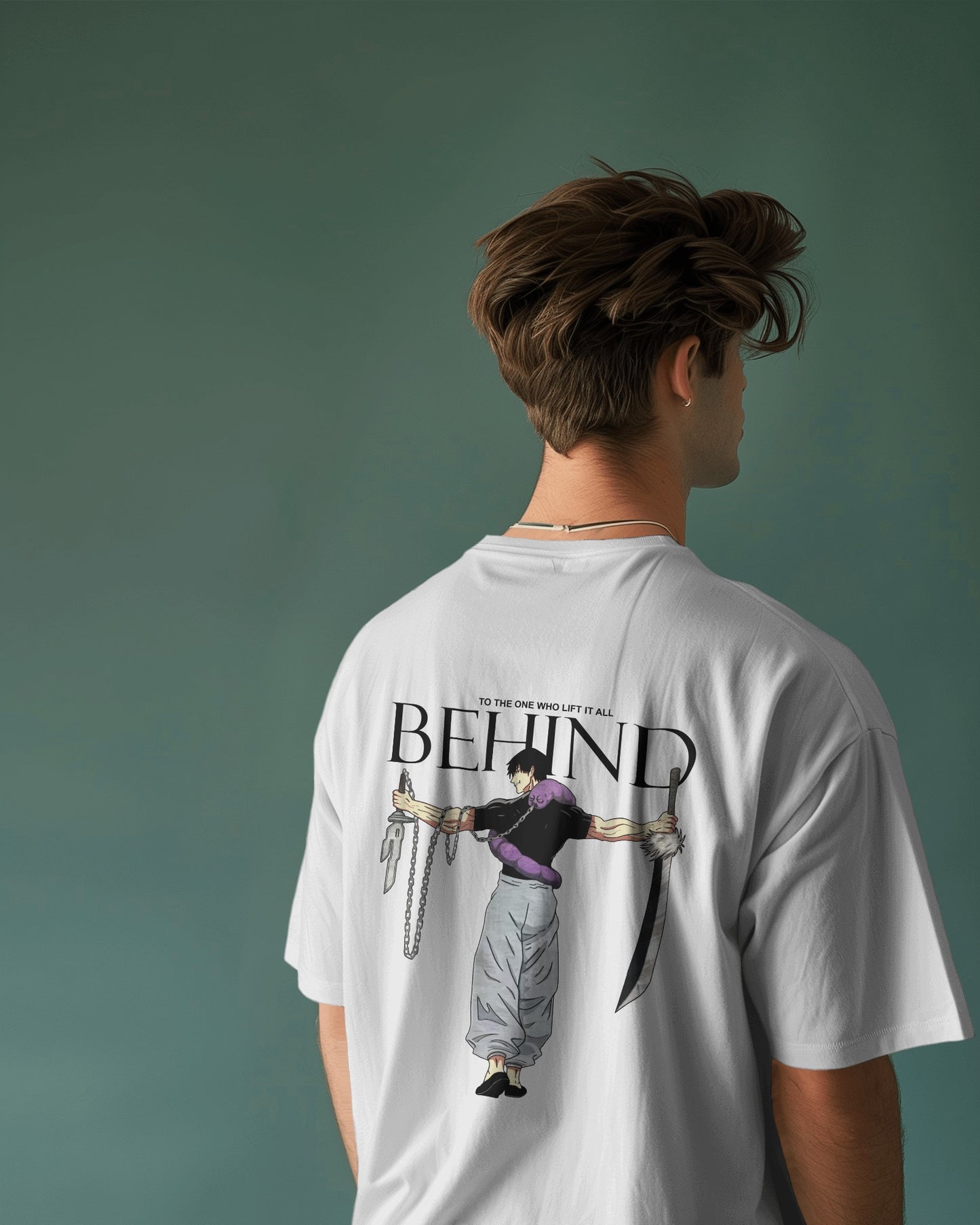 Men's Anime Behind Printed OverSized Tshirt