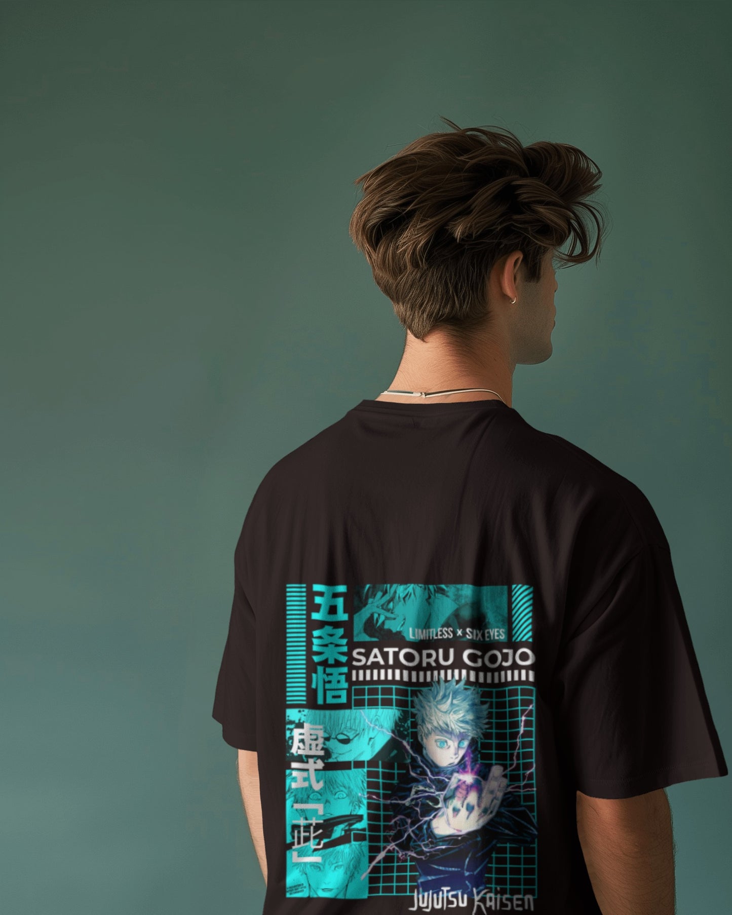 Men's Anime Satoru Gojo Printed Oversized Tshirt